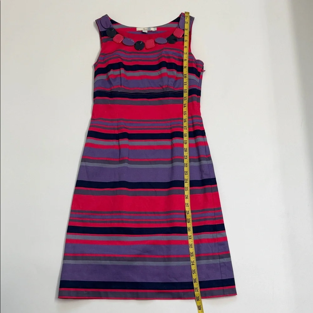 Boden Stripped Dress US 4 Pink Purple Statement Neckline Preppy Chic - Picture 9 of 9